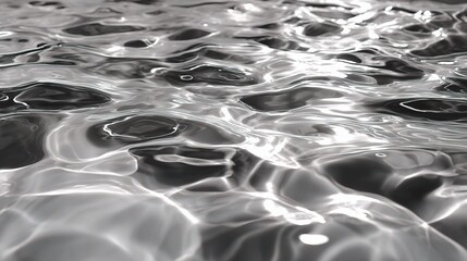 Grayscale Top Down View of Rippling Water Surface Texture