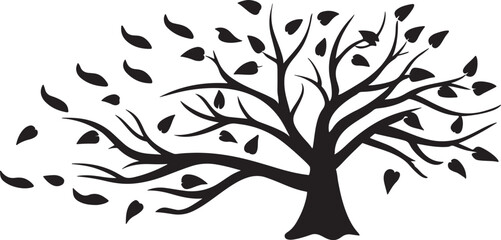 Obraz premium Silhouette of Leafless Tree in Black Vector