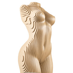Parametric Sculpture Woman Body Light Wood