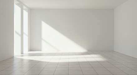 Fototapeta premium Empty room with light and tile floor