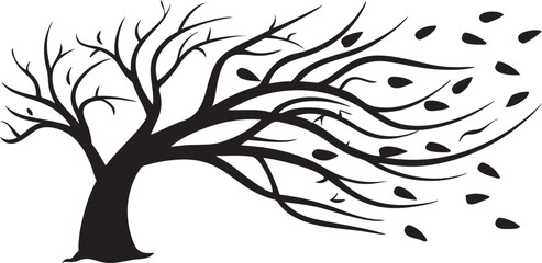 Bare Tree Silhouette in Minimal Black Design