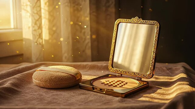 Golden Makeup Set - Luxury vanity mirror and compact