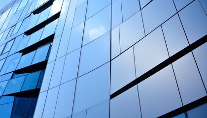 Fototapeta premium Modern Glass Building Facade Reflecting Sky in Urban Environment