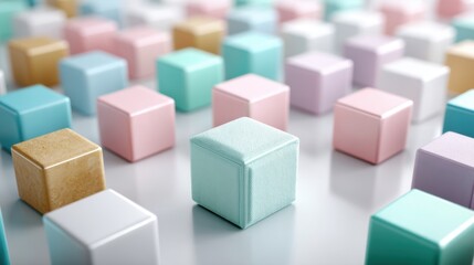 Pastel Cubes with Textured Surface on White Background