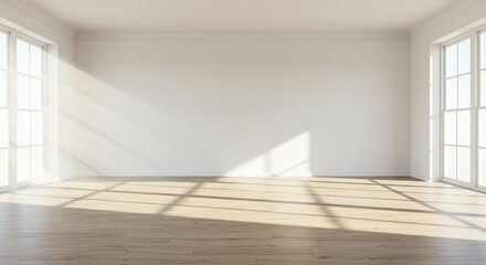 Fototapeta premium Empty room with sunlight on hardwood floor
