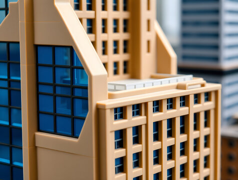 Miniature building model standing tall in urban landscape