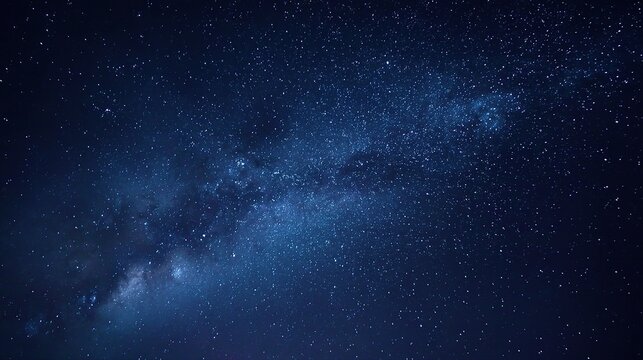 Stunning Starry Night Sky with Milky Way in Deep Blue HDR Image
