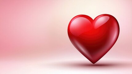A vibrant red heart vector with smooth gradients, floating in a soft background of subtle pink hues, perfect for love-themed designs.