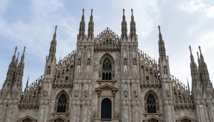 Fototapeta premium Gothic Cathedral Facade with Intricate Spires and Architectural Details