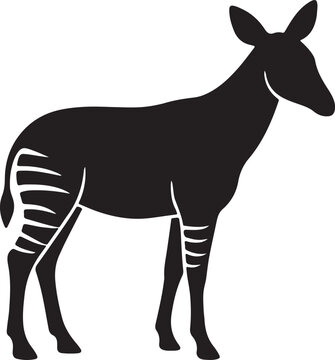 okapi animal silhouette design vector art illustration.