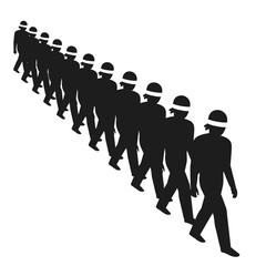 Marching Silhouettes of Soldiers Against a White Background  