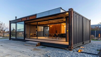 Modern Container Home Design with Spacious Open Interior and View