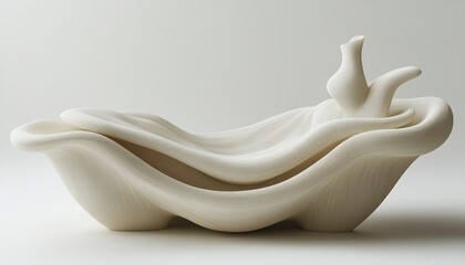Abstract, smooth, off-white, sculpted, organic form