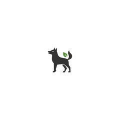 Dog with Leaf Tail Logo with white background. 