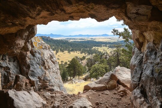 Custer State Park South Dakota Stunning rock formation and entrance with hill view at Je