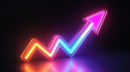Neon Arrow Symbolizing Growth and Positive Financial Market Trends