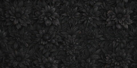 Abstract charcoal floral seamless pattern, dark tones, intricate details , grey, decor, surface