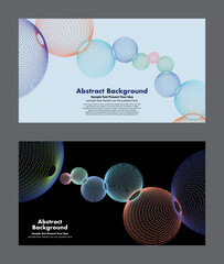 Abstract geometric vector with halftone lines patterns forming a circular shape on dark background, overlapping circles give a sense of space. For cover page, website, banner or backdrop.