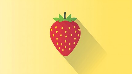 Ripe Strawberry with Flat Design Icon.
