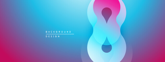 Obraz premium Abstract gradient background. Overlapping shapes create central figure. Vivid blue, pink hues dominate composition. Modern design element.