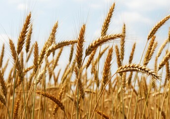 Fototapeta premium Wheat field isolated on white background during daytime