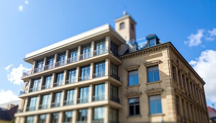 Modern and Classic Architecture Blending in Urban Scene Sunshine