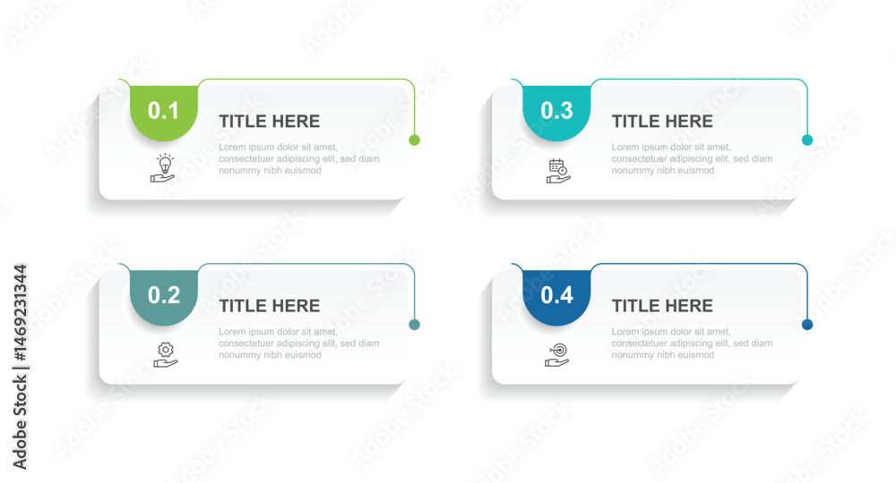 Fototapete 4 step table square infographic template with paper style suitable for business information and presentation