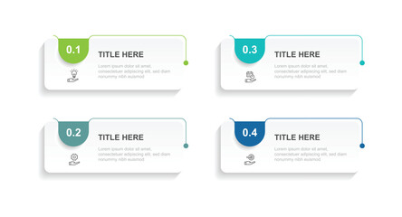 4 step table square infographic template with paper style suitable for business information and presentation