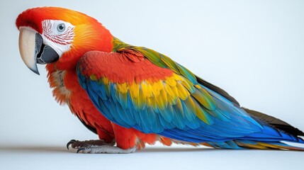 Obraz premium Create 20 prompts for stock photos related to a greenwing macaw, cute, isolated on white background with 100-250 characters and ending with