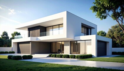 Modern Architectural Design of a Futuristic House with Garden