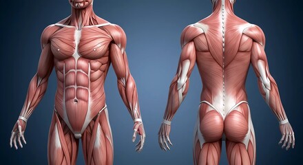 Anatomical Male Figure: Front and Back Muscle Detail