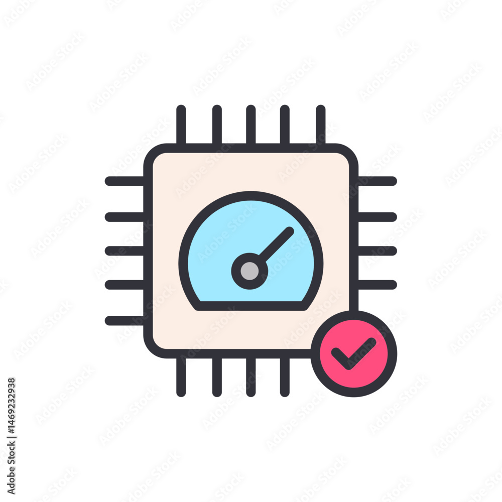 Poster cpu performance optimization with tick symbol on white background