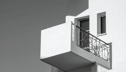 Modern Minimalist Balcony with Decorative Railing in Black and White