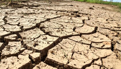 Dry Cracked Earth Texture: Arid Landscape and Drought