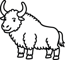 Vector art features a cartoon bull, Coloring Page.