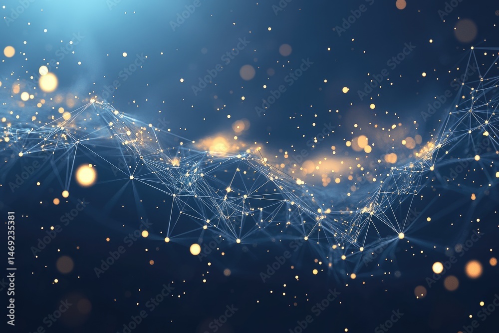 Aufkleber abstract network of connected points. dynamic data flow