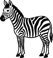 A black and white striped zebra, a wild mammal isolated in white background Coloring Page.