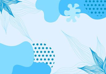 Vector Background Template Floral Blue Leaves Leaf Flower Spring and Summer Hand drawn