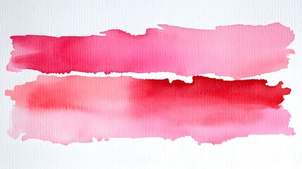 Two horizontal watercolor strokes of varying shades of pink and red.