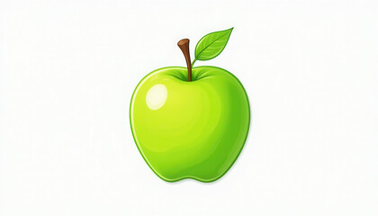 Simple Green Apple Graphic Isolated on White.