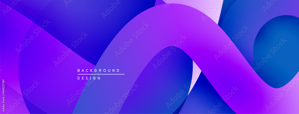 Poster Abstract fluid shapes, vibrant blue purple gradients. Modern design element, smooth curves create dynamic composition.