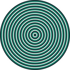 Visual effect created by white and green circles getting progressively smaller