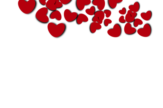 Red heart paper set on transparent background.