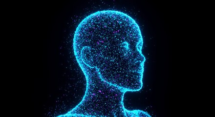 Abstract Digital Human Head: A Glowing Profile