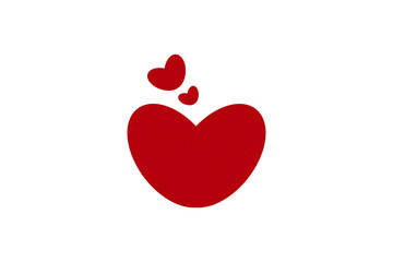 Red heart paper set on transparent background.