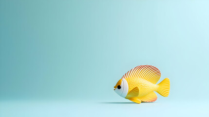 Yellow Fish Toy Against Light Blue Background