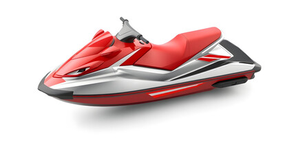 Naklejka premium Red and silver personal watercraft on white background