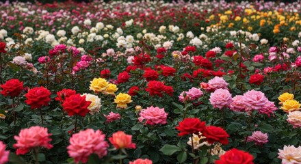 Fototapeta premium Vibrant rose garden breathtaking beauty endless blooms stunning spectacle