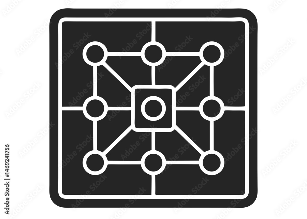 Poster abstract neural network grid icon displaying connected nodes and artificial intelligence