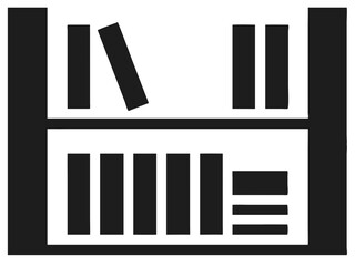 Black bookshelf silhouette design representing knowledge and education themes